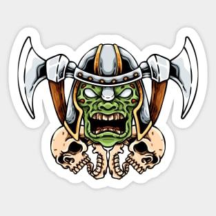 Zombie Warrior And Skulls Sticker